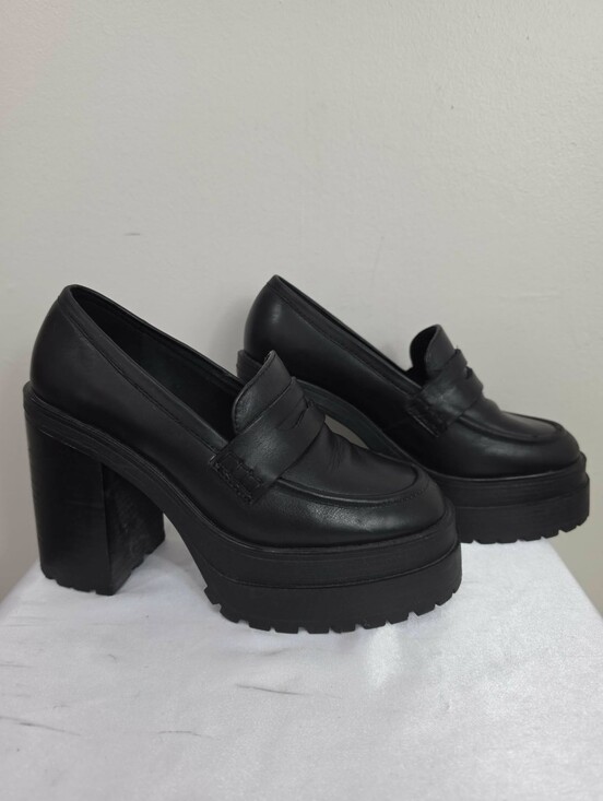 Aldo Shoes - Aldo Black Platform Chunky Heel Loafers Y2K